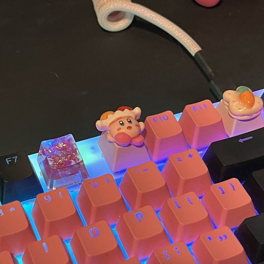 Pink Cute Jester Kirby Anime Character Keycap, for OEM switches, Nintendo